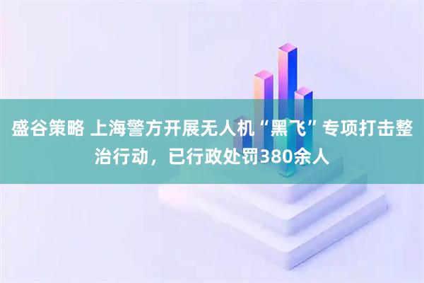 盛谷策略 上海警方开展无人机“黑飞”专项打击整治行动，已行政处罚380余人