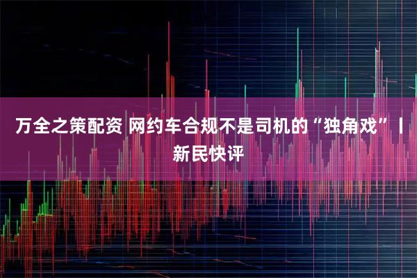 万全之策配资 网约车合规不是司机的“独角戏”丨新民快评